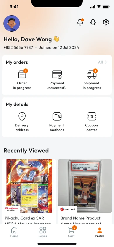 Profile screen in the light theme